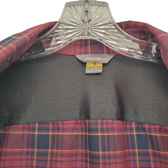 EDDIE BAUER Excavation Red Flannel Shirt Mens L Button Down - Picture 3 of 10